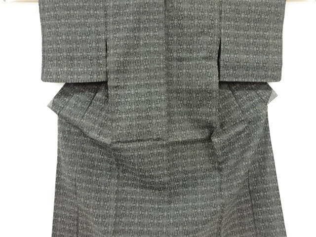 大正ロマン　抽象模様織り出し手織り真綿小千谷紬単衣着物